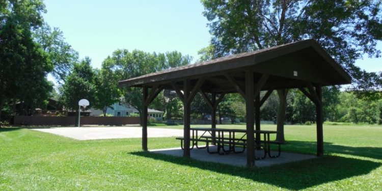 Small shaded picnic shelter