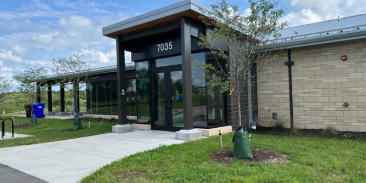 Entrance to indoor pavilion at Door Creek Park.