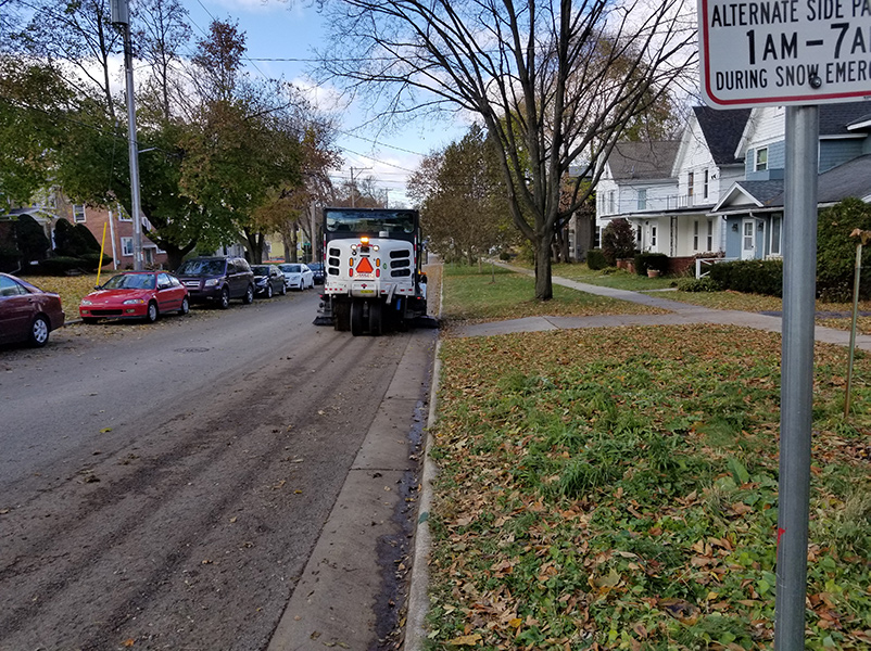 And the most important step - street sweepers collect the leaf debris left behind in the road.